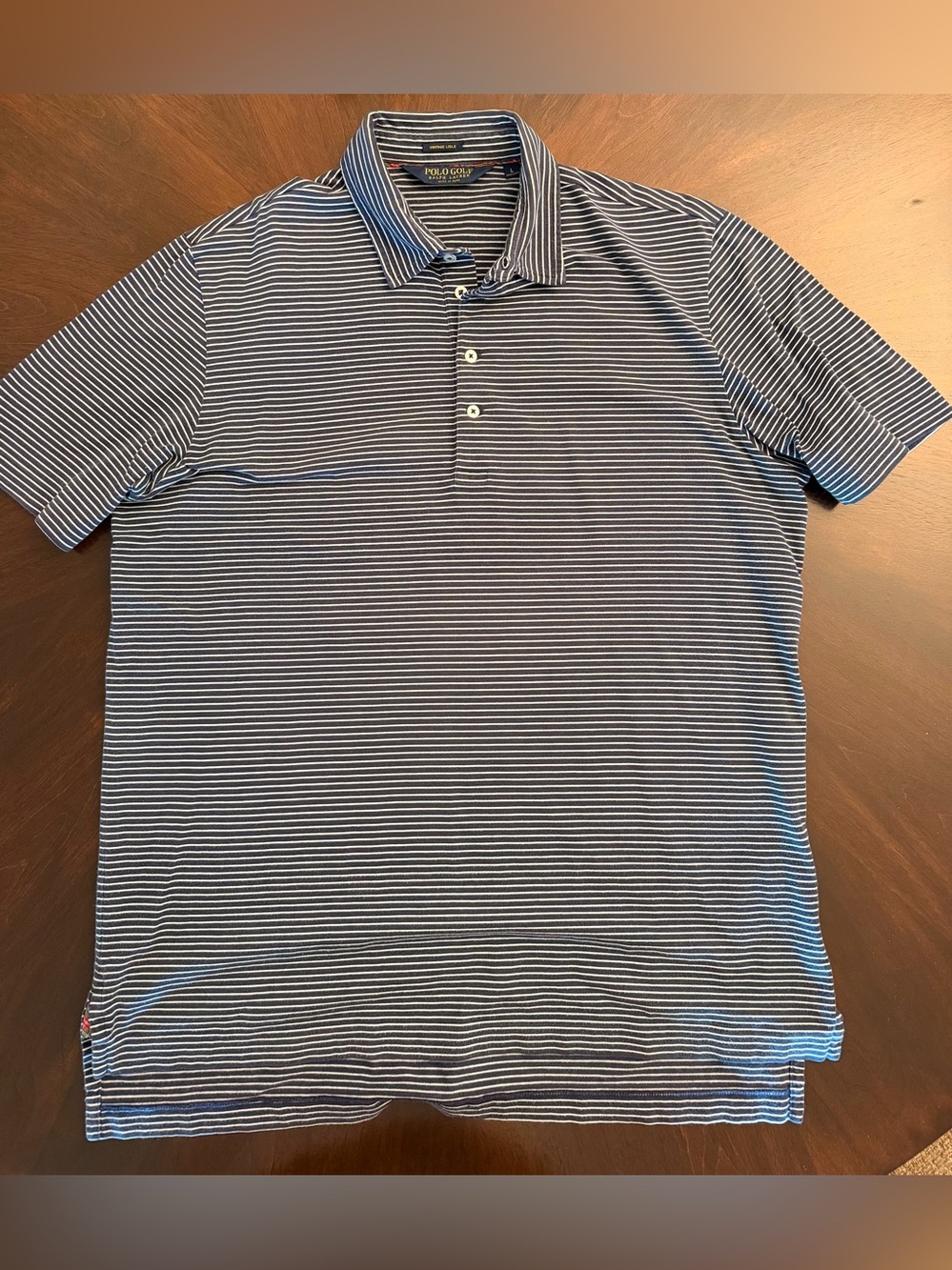 Ralph Lauren Navy and White Thin-Striped Polo